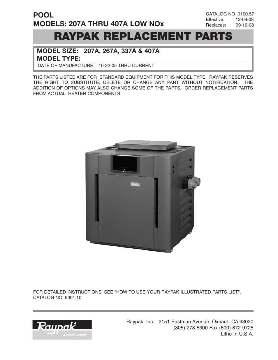 Raypak 337A User Manual | 6 pages