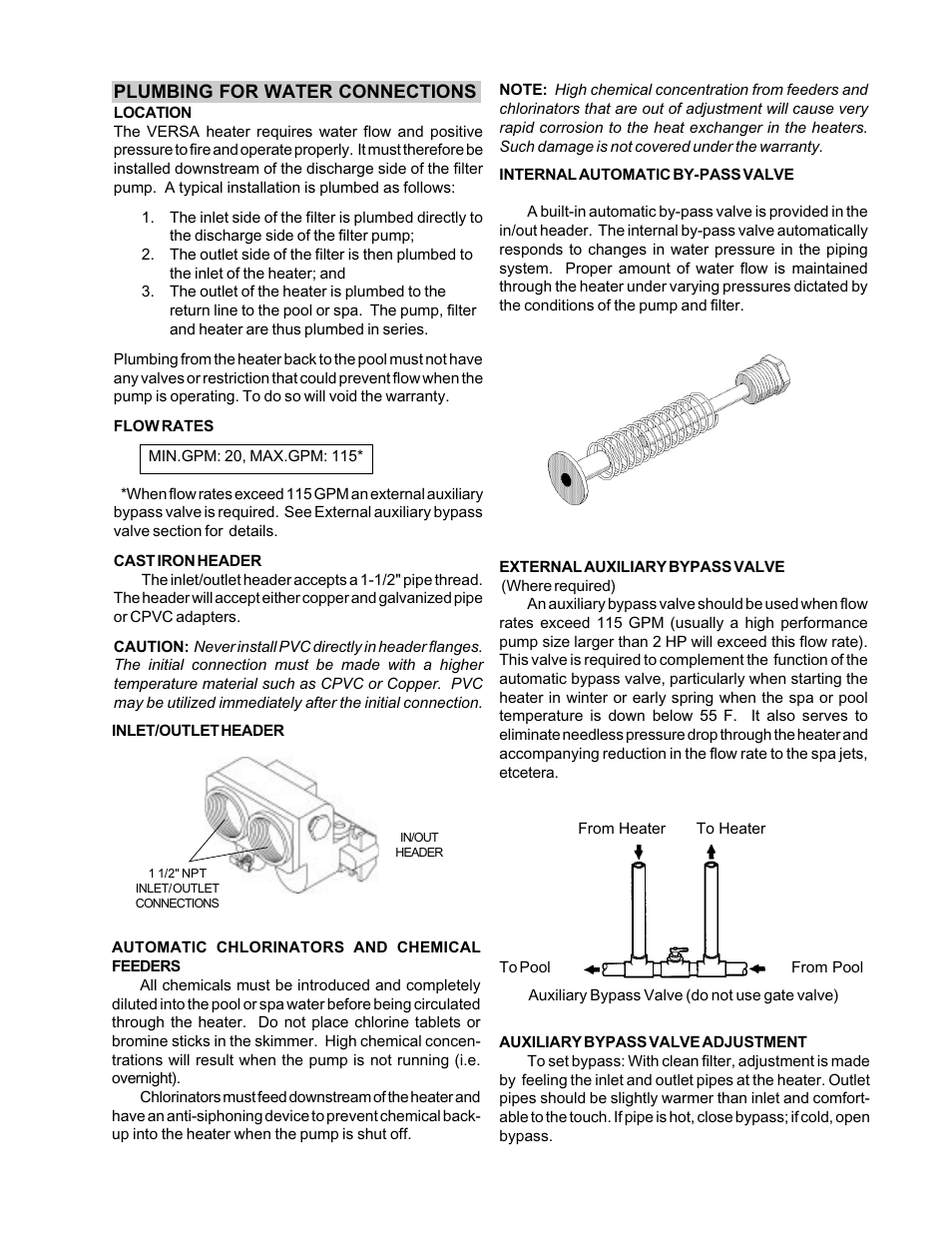 Plumbing for water connections | Raypak 105B User Manual | Page 14 / 31