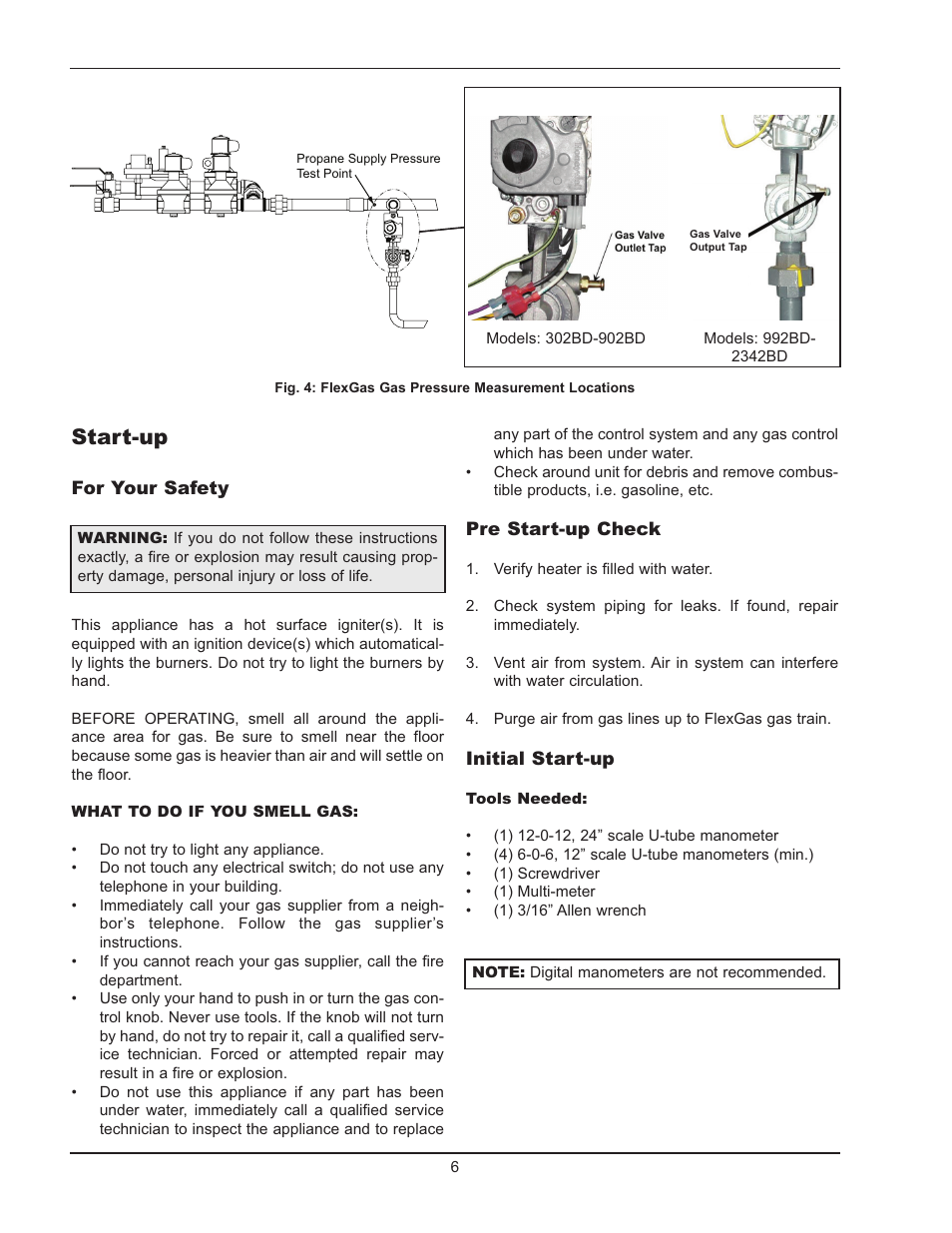 Start-up | Raypak FlexGas 302BD-2342BD User Manual | Page 6 / 12