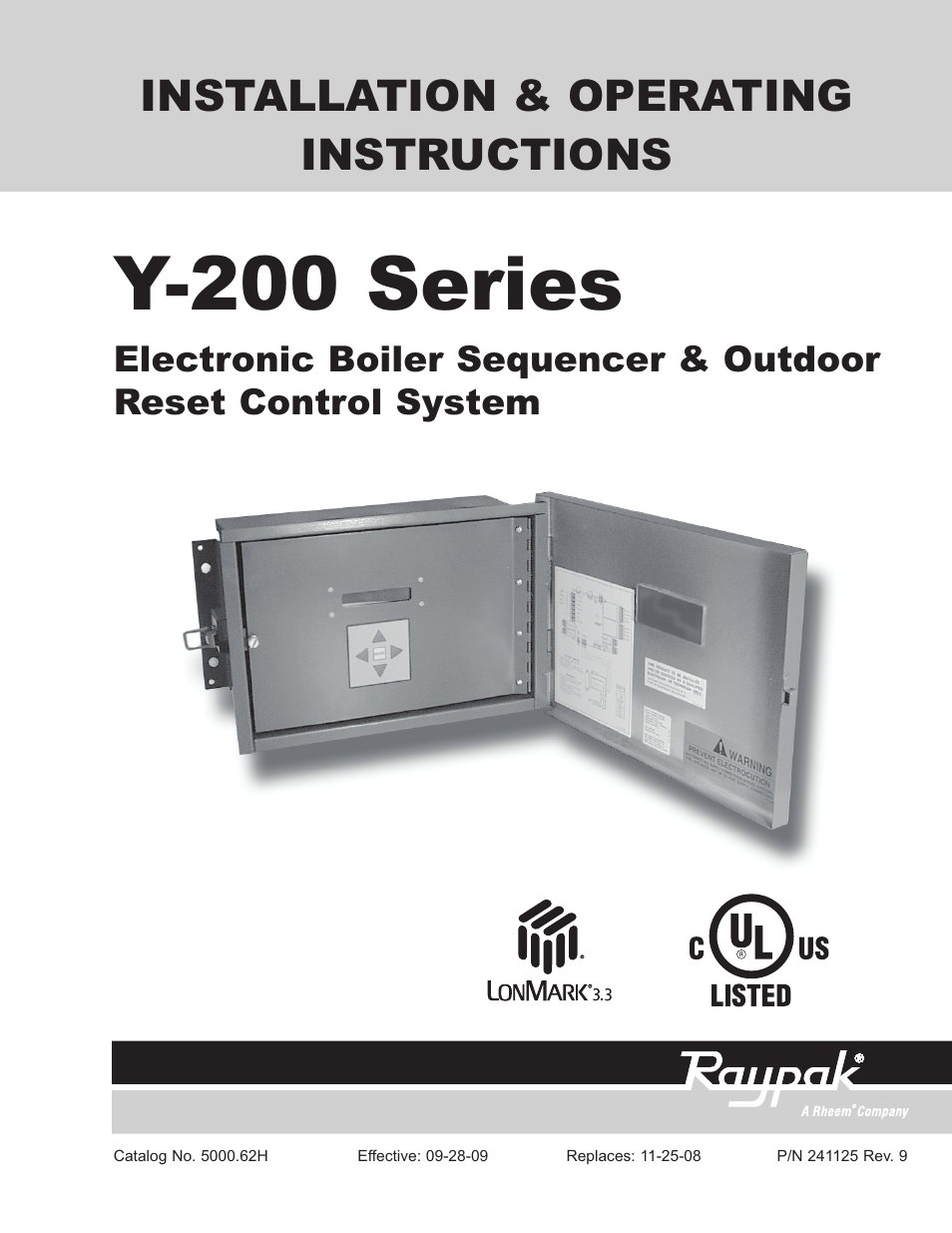 Raypak LONMARK Y-200 User Manual | 40 pages