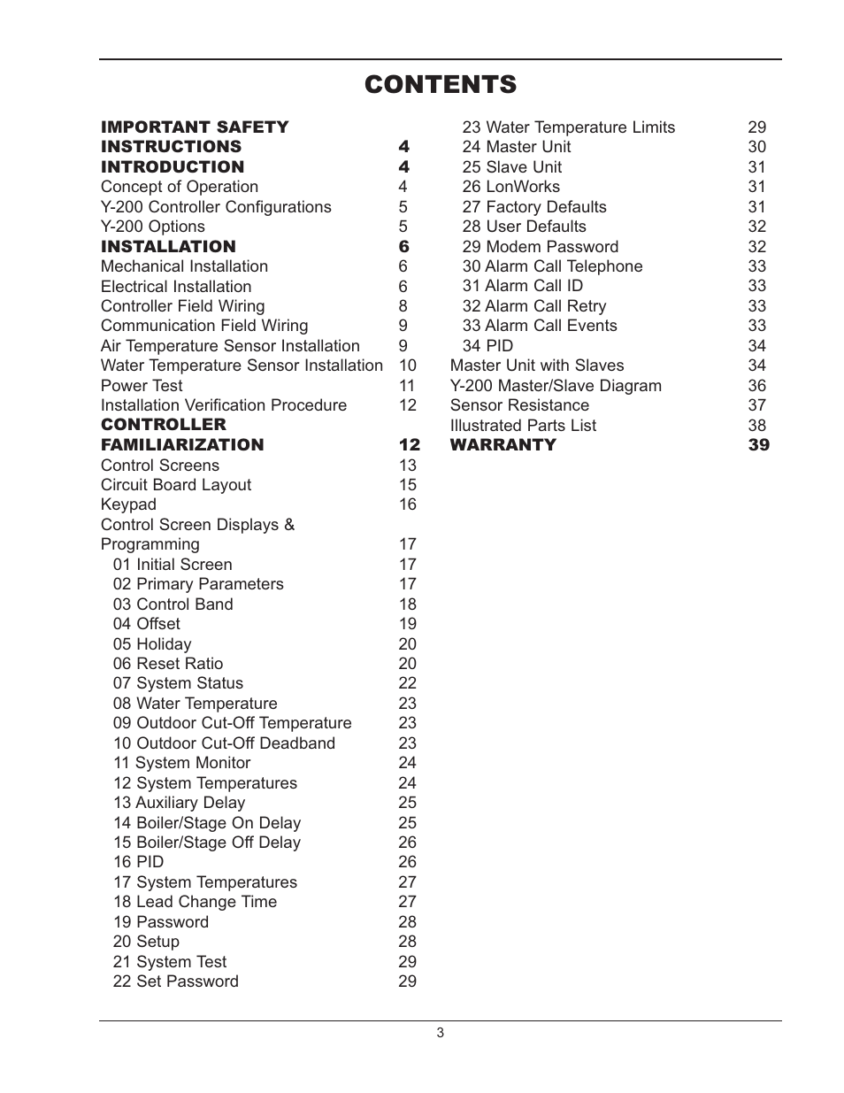 Raypak LONMARK Y-200 User Manual | Page 3 / 40