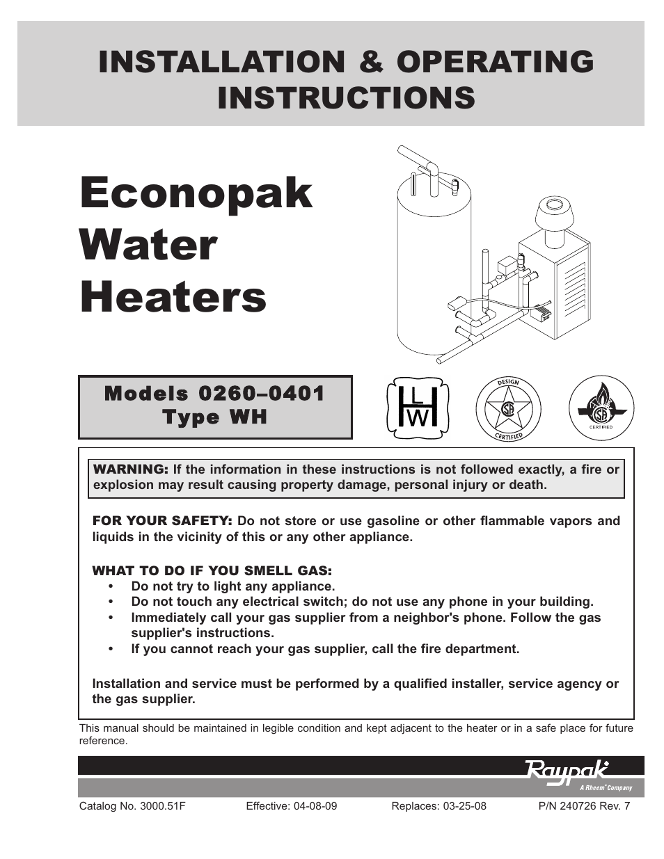 Raypak 2600401 User Manual | 40 pages