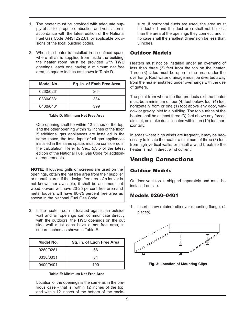 Venting connections | Raypak 2600401 User Manual | Page 9 / 40