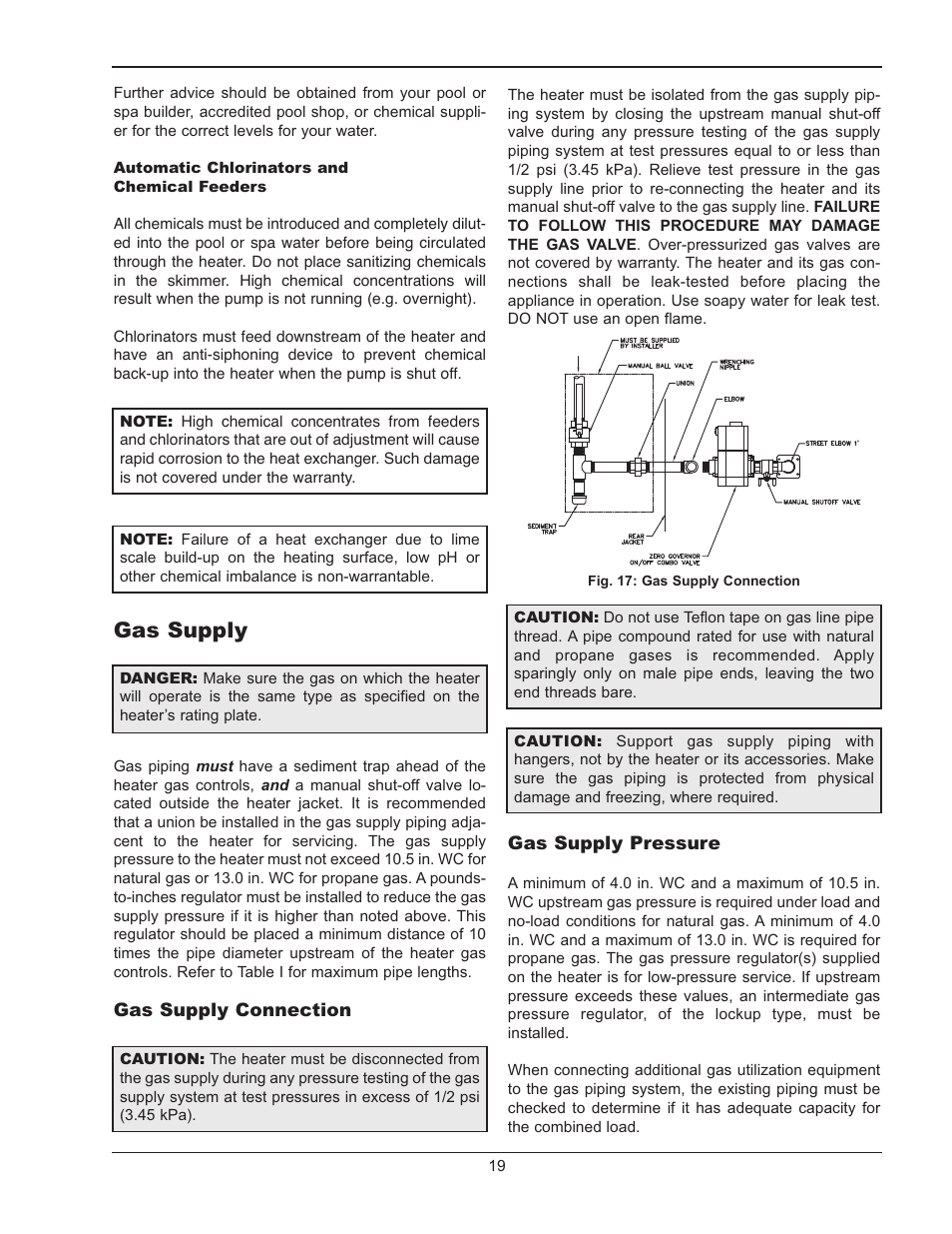 Gas supply | Raypak MVB 503-2003 User Manual | Page 19 / 56