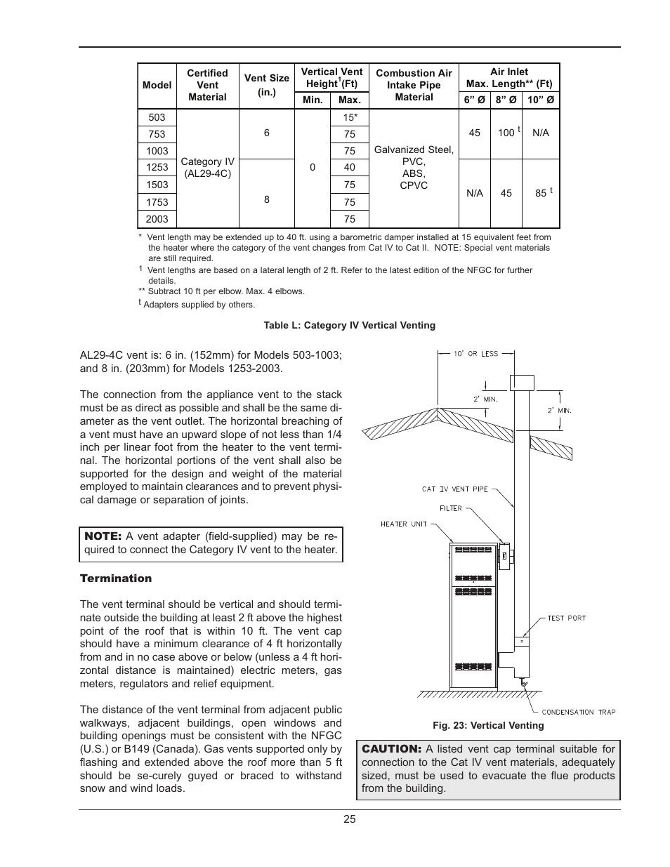 Ventin, Venting | Raypak MVB 503-2003 User Manual | Page 25 / 56