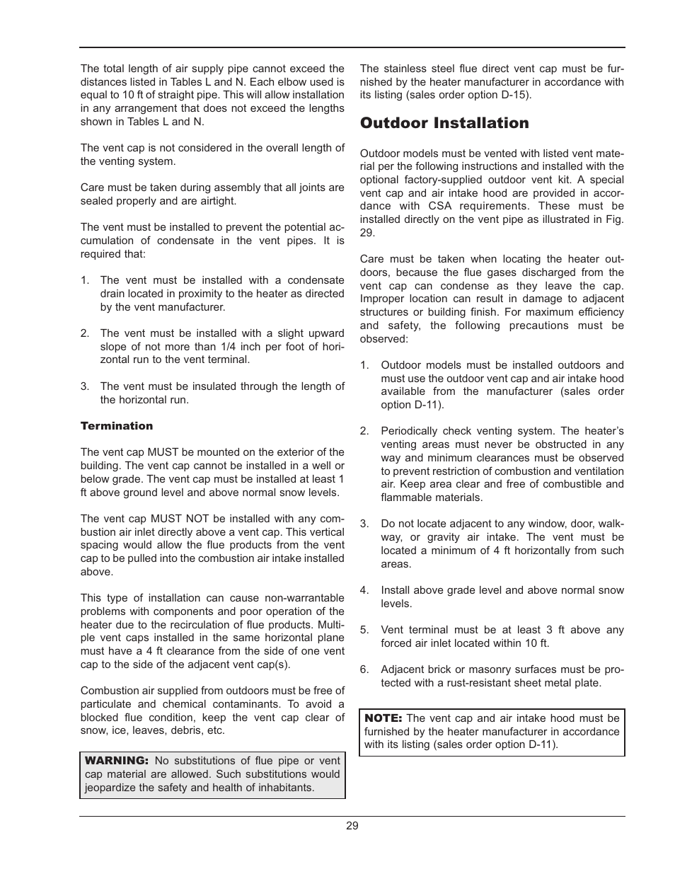 Outdoor installation | Raypak MVB 503-2003 User Manual | Page 29 / 56
