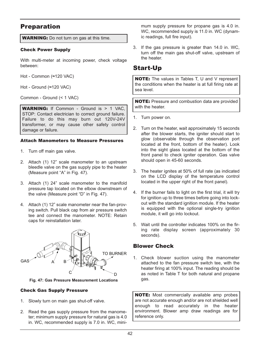 Preparation, Start-up | Raypak MVB 503-2003 User Manual | Page 42 / 56