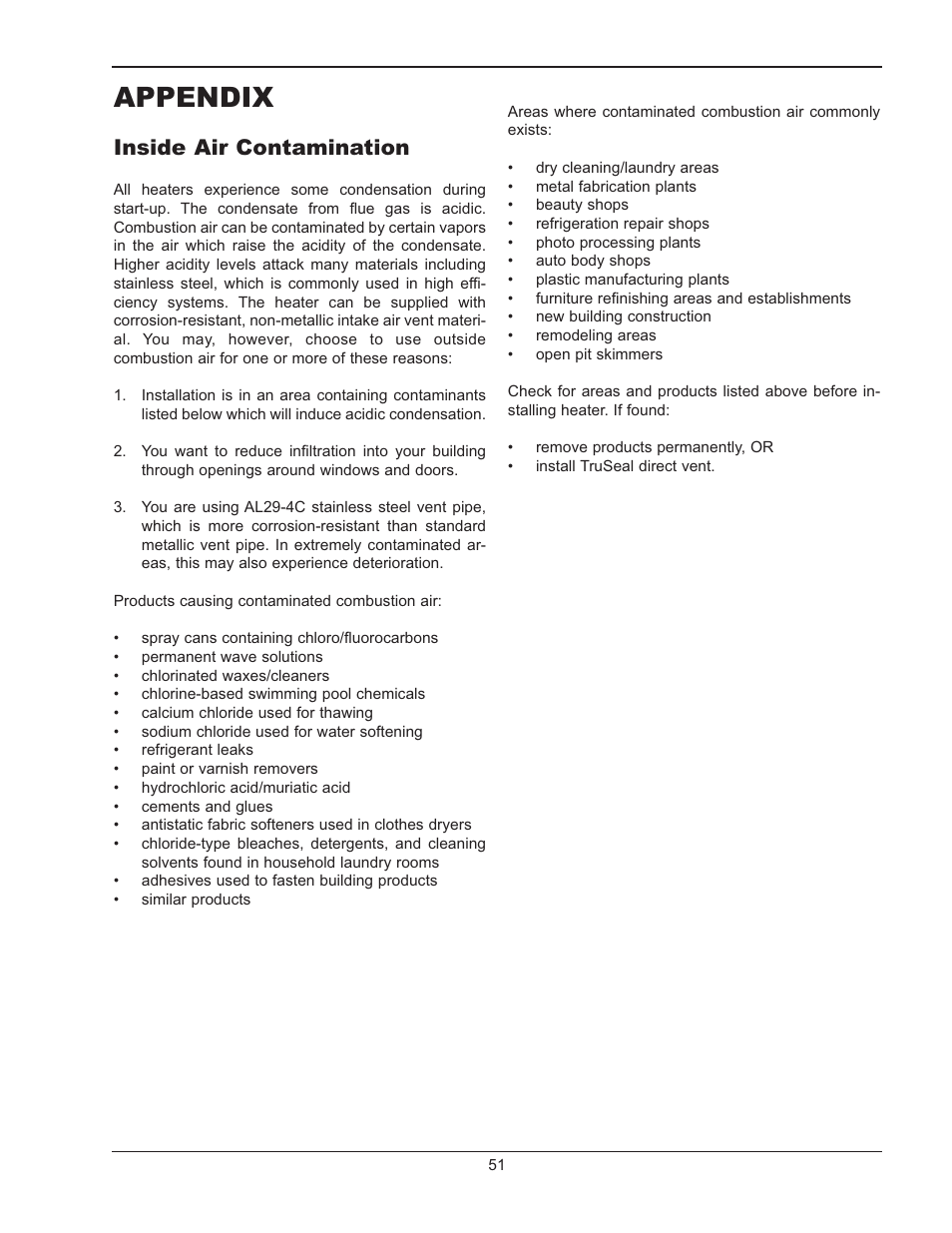 Appendix, Inside air contamination | Raypak MVB 503-2003 User Manual | Page 51 / 56