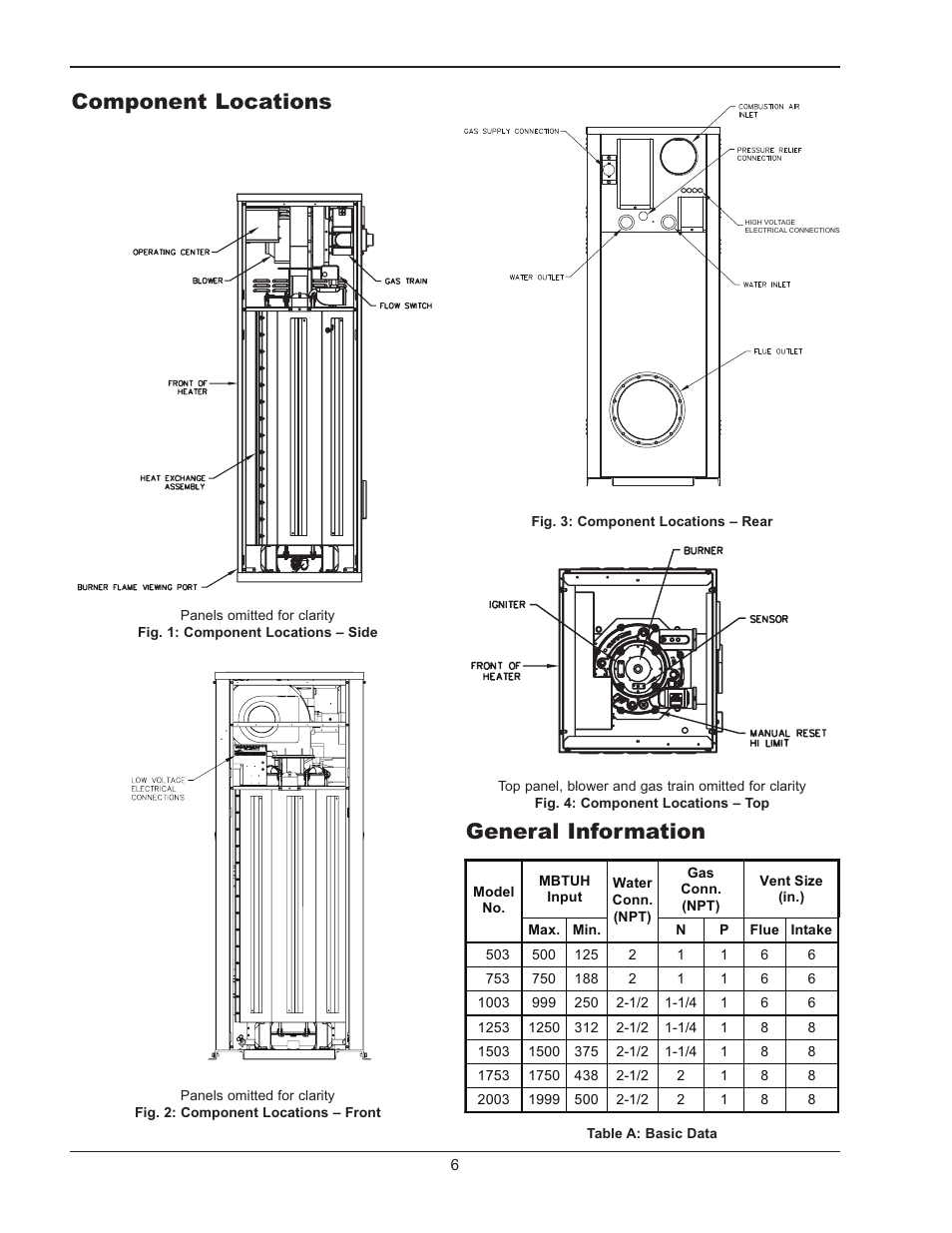 Component locations, General information | Raypak MVB 503-2003 User Manual | Page 6 / 56