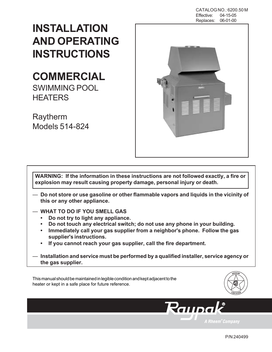 Raypak 514-824 User Manual | 32 pages