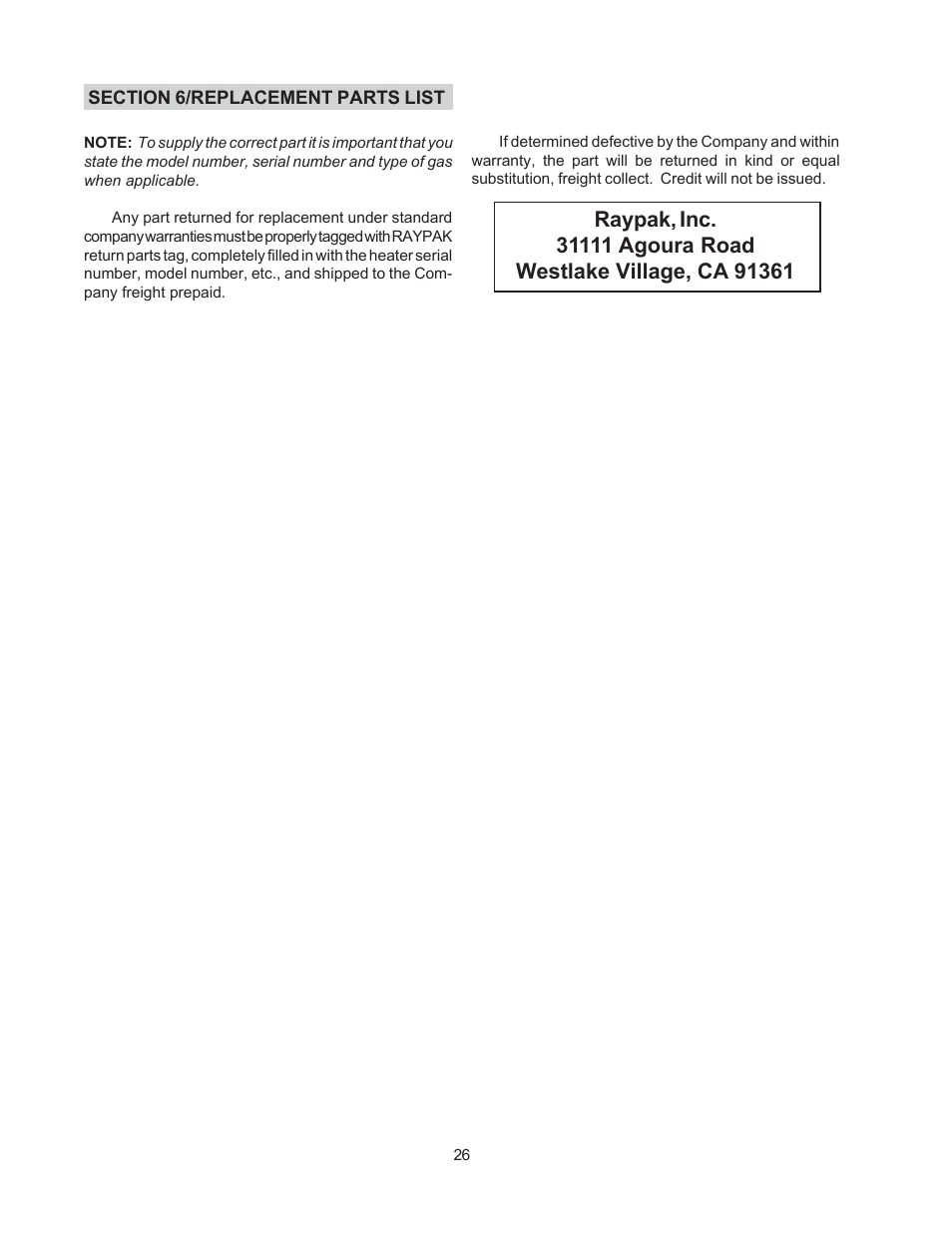 Raypak 514-824 User Manual | Page 26 / 32