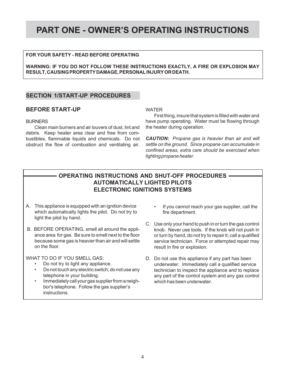 Part one - owner’s operating instructions | Raypak 514-824 User Manual | Page 4 / 32