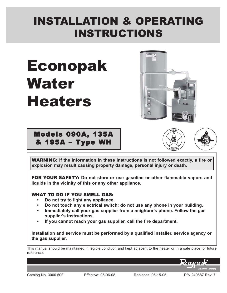 Raypak 090A User Manual | 28 pages