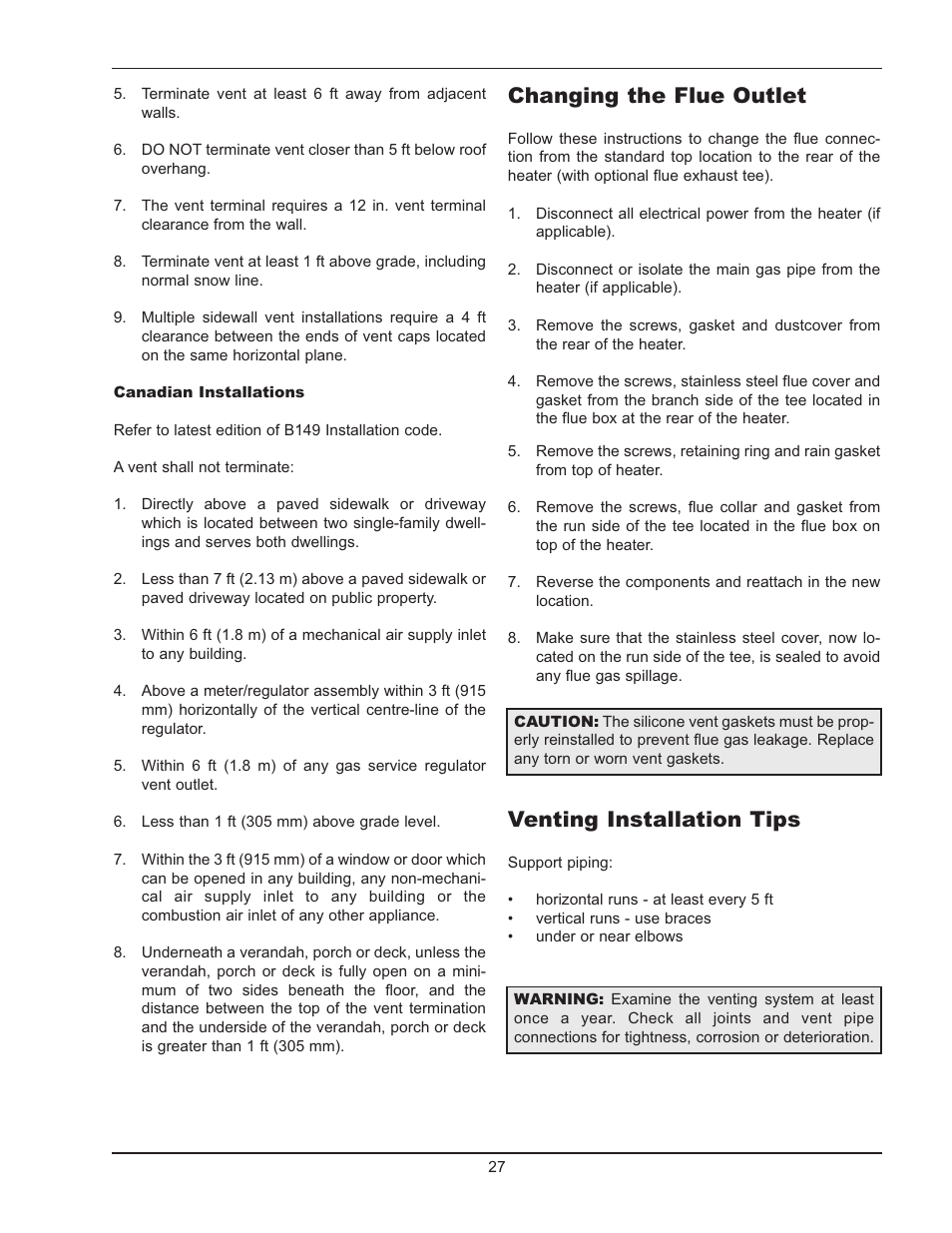 Changing the flue outlet, Venting installation tips | Raypak 399B-2339B User Manual | Page 27 / 52