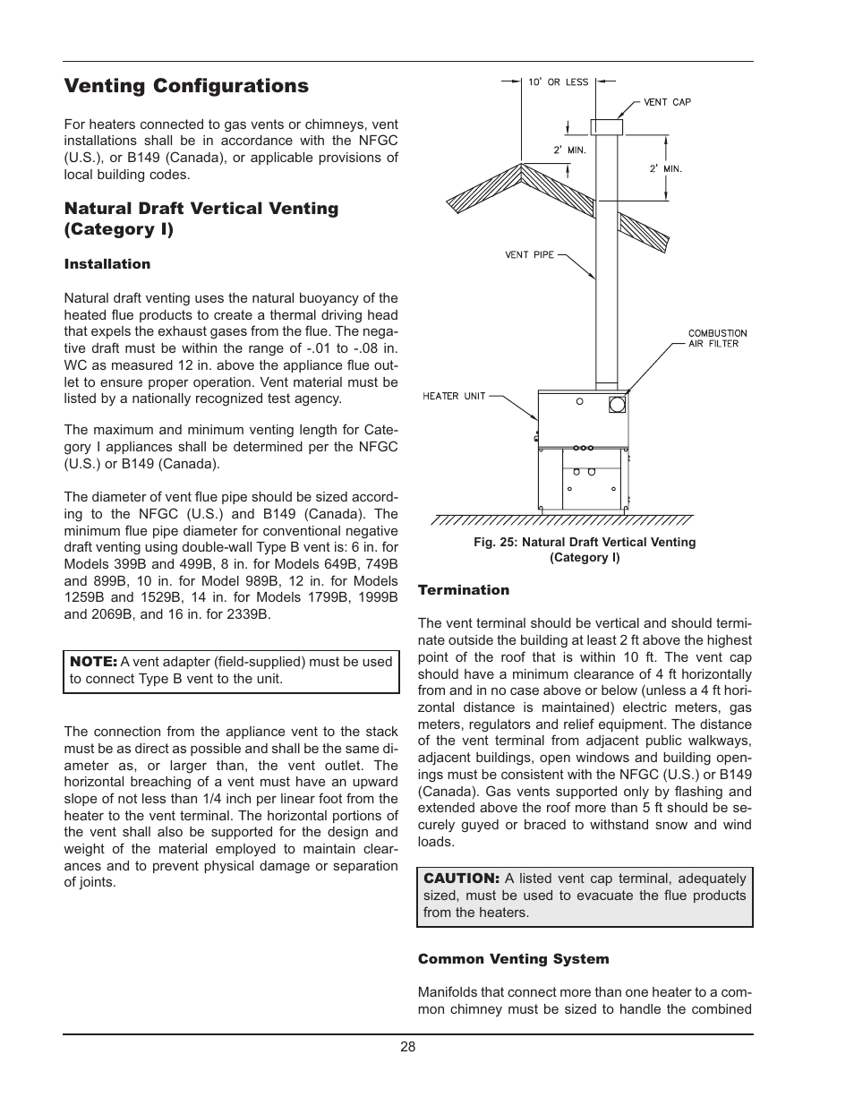 Venting configurations | Raypak 399B-2339B User Manual | Page 28 / 52