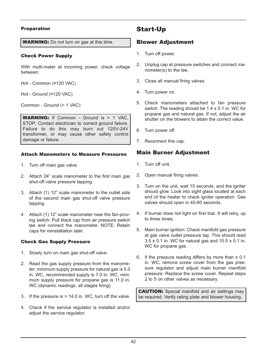 Start-up | Raypak 399B-2339B User Manual | Page 42 / 52
