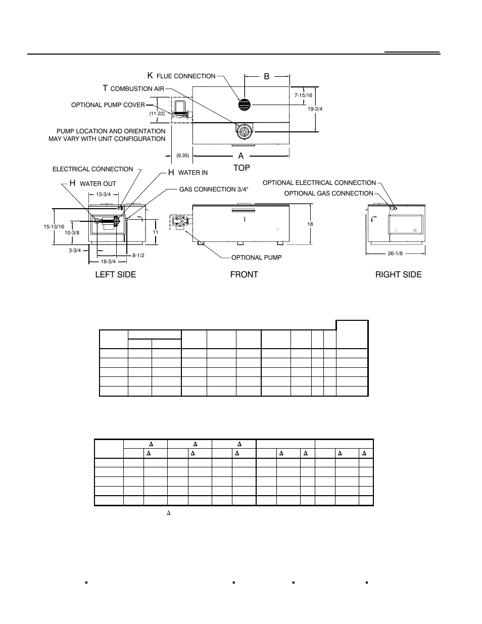 Type h - hydronic heating, Model | Raypak 122-322 User Manual | Page 2 / 2