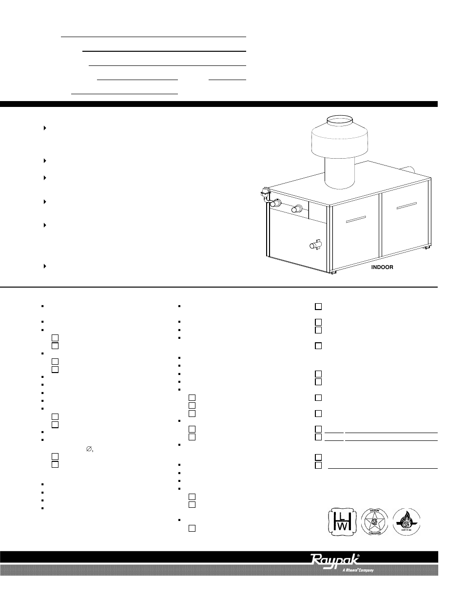 Raypak Raytherm - Type WH 962-1826 User Manual | 2 pages