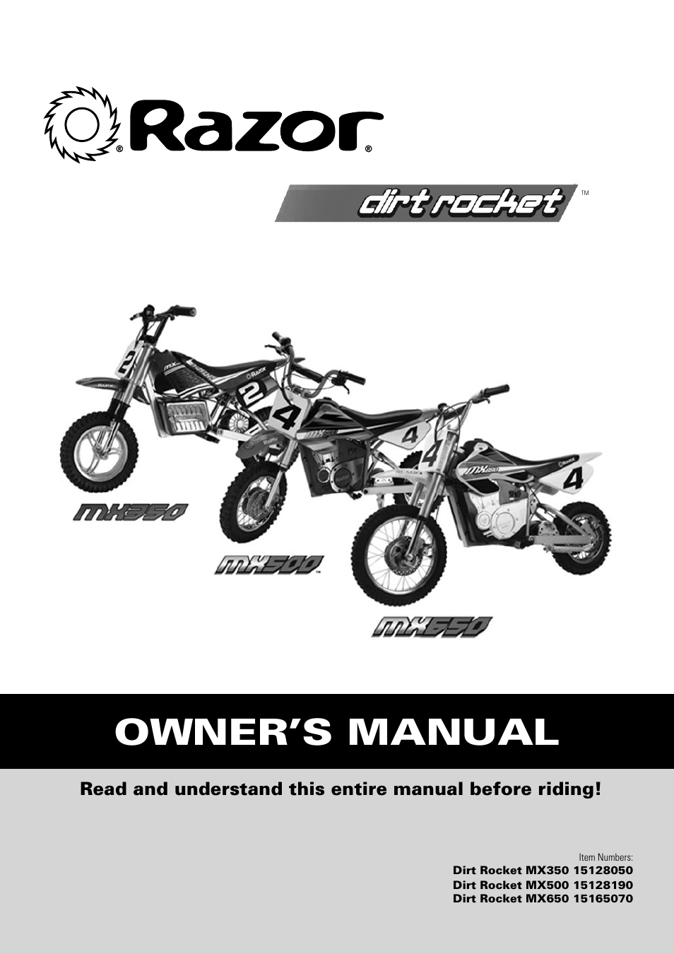 Razor MX500 15128190 User Manual | 18 pages