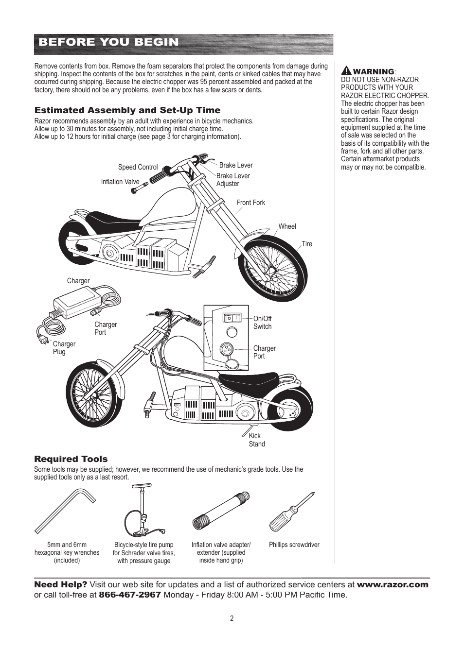 Before you begin | Razor MINI ELECTRIC CHOPPER 15130760 User Manual | Page 3 / 17