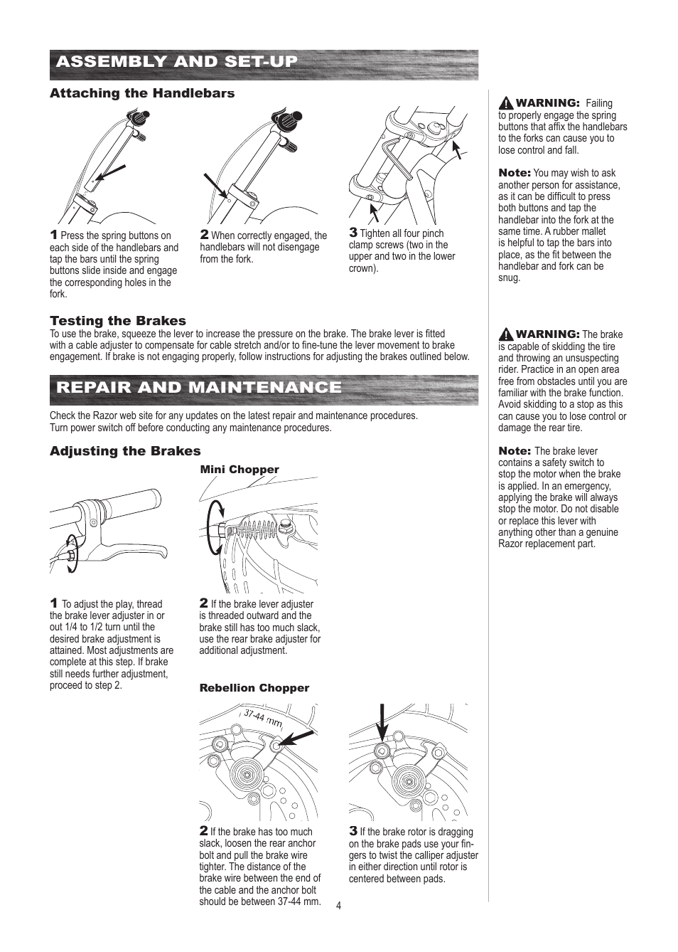 Repair and maintenance assembly and set-up | Razor MINI ELECTRIC CHOPPER 15130760 User Manual | Page 5 / 17