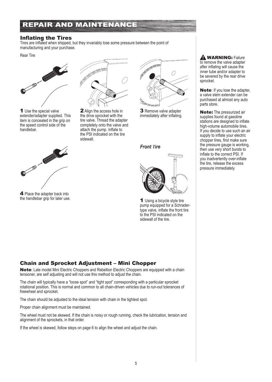 Repair and maintenance | Razor MINI ELECTRIC CHOPPER 15130760 User Manual | Page 6 / 17