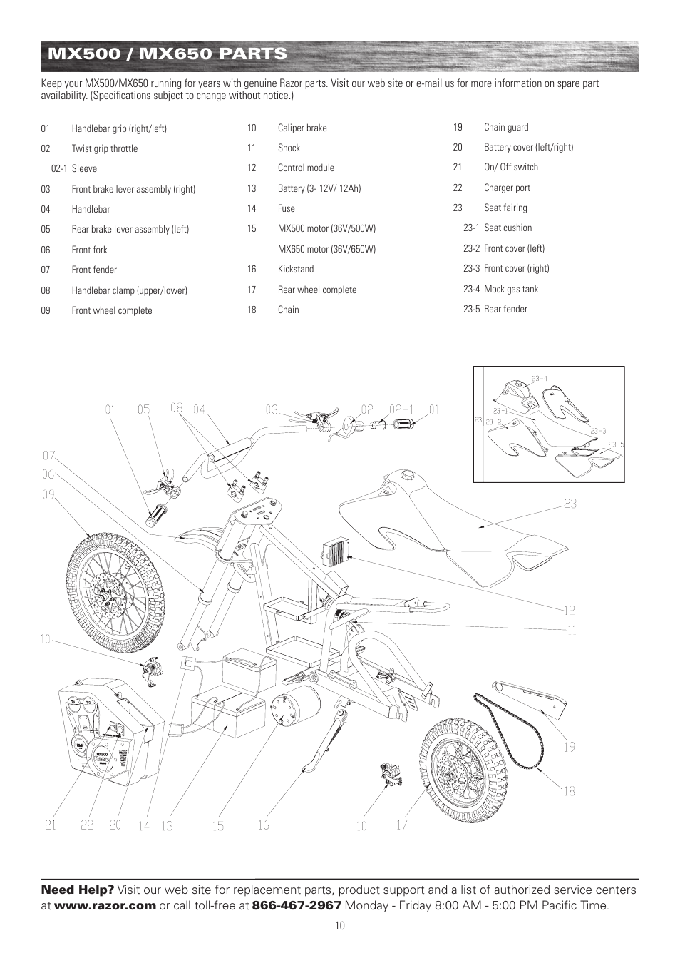 Razor DIRT ROCKET MX500 User Manual | Page 11 / 13