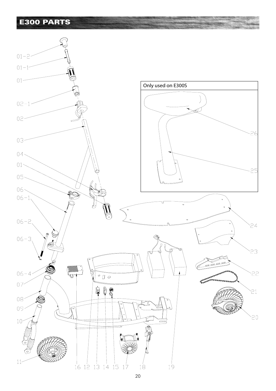 E300 parts | Razor e300 User Manual | Page 21 / 24