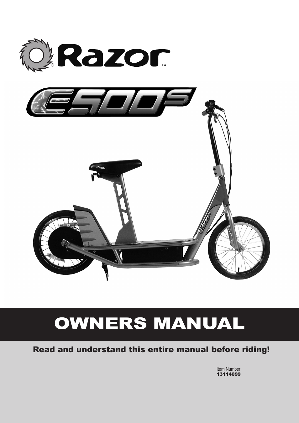 Razor E500S User Manual | 12 pages