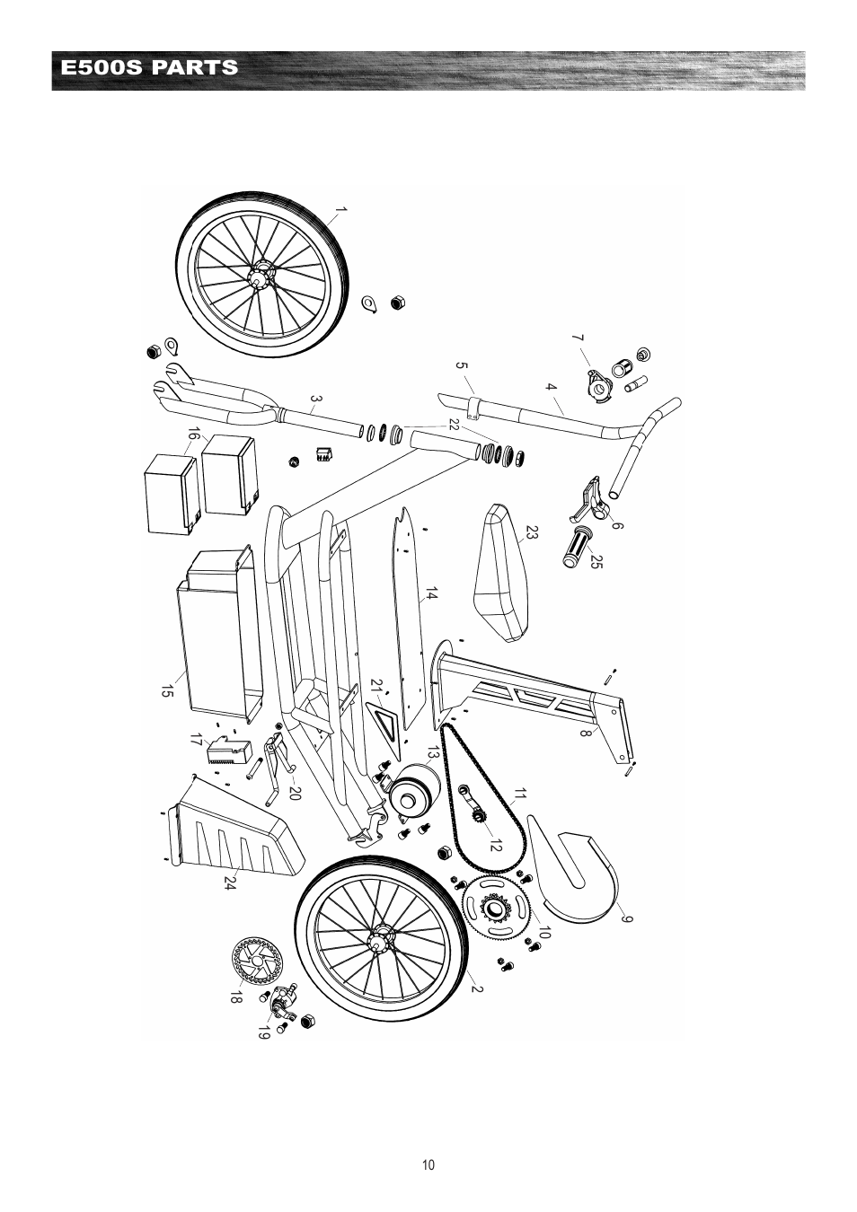 E500s parts | Razor E500S User Manual | Page 11 / 12