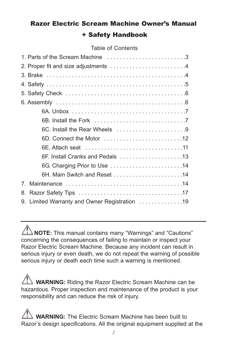 Razor ScreamMachine User Manual | Page 2 / 20