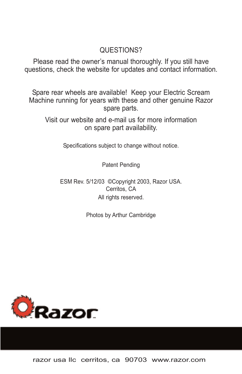 Razor ScreamMachine User Manual | Page 20 / 20