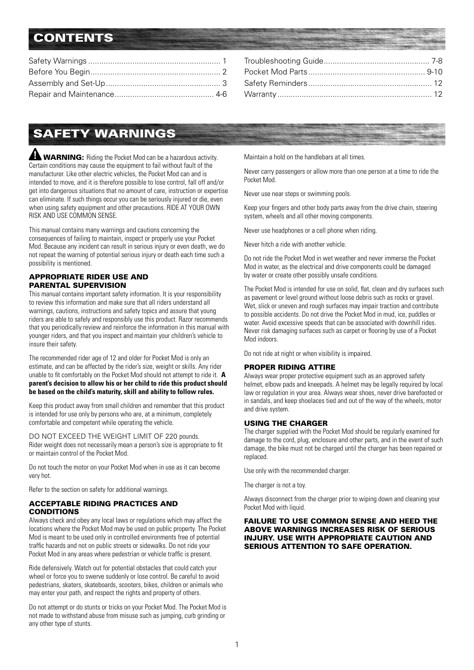 Razor Pocket Mod Motor Scooter User Manual | Page 2 / 14