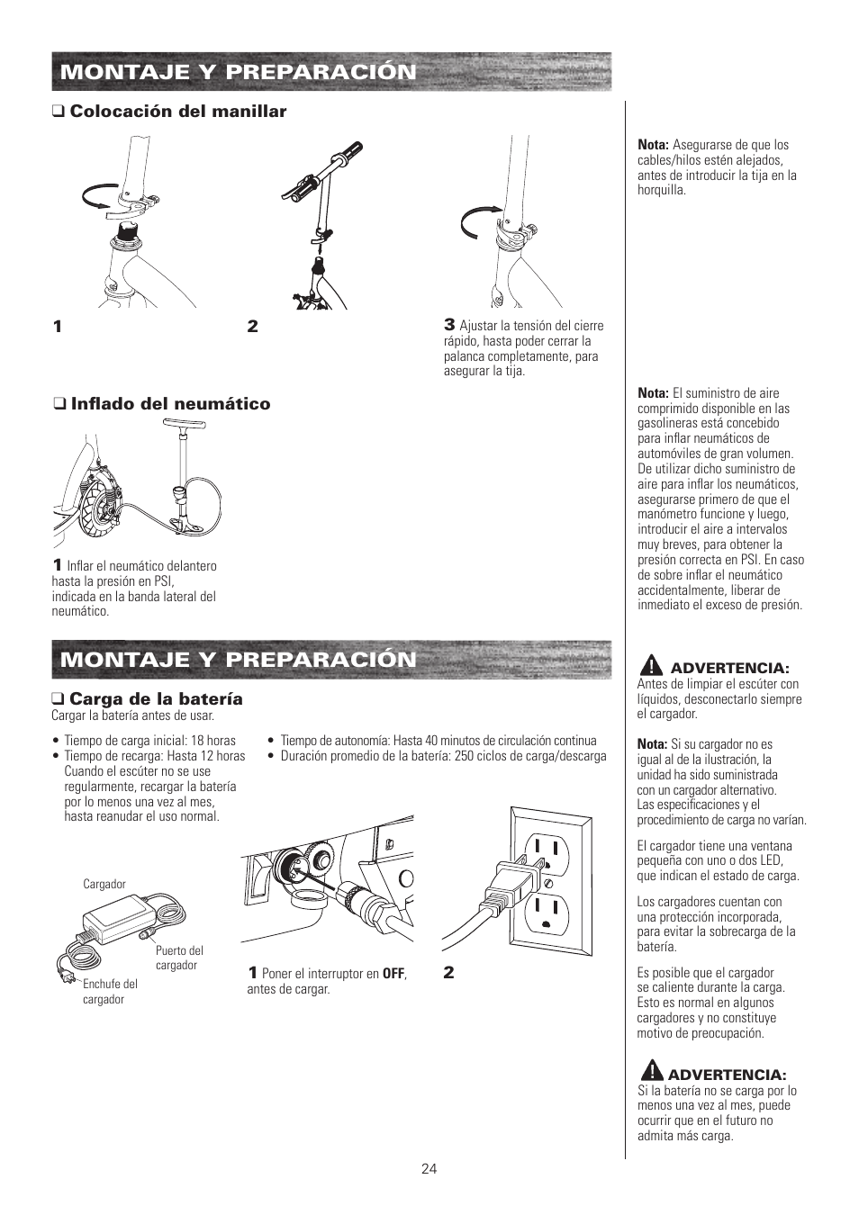 Montaje y preparación | Razor E100 User Manual | Page 25 / 29