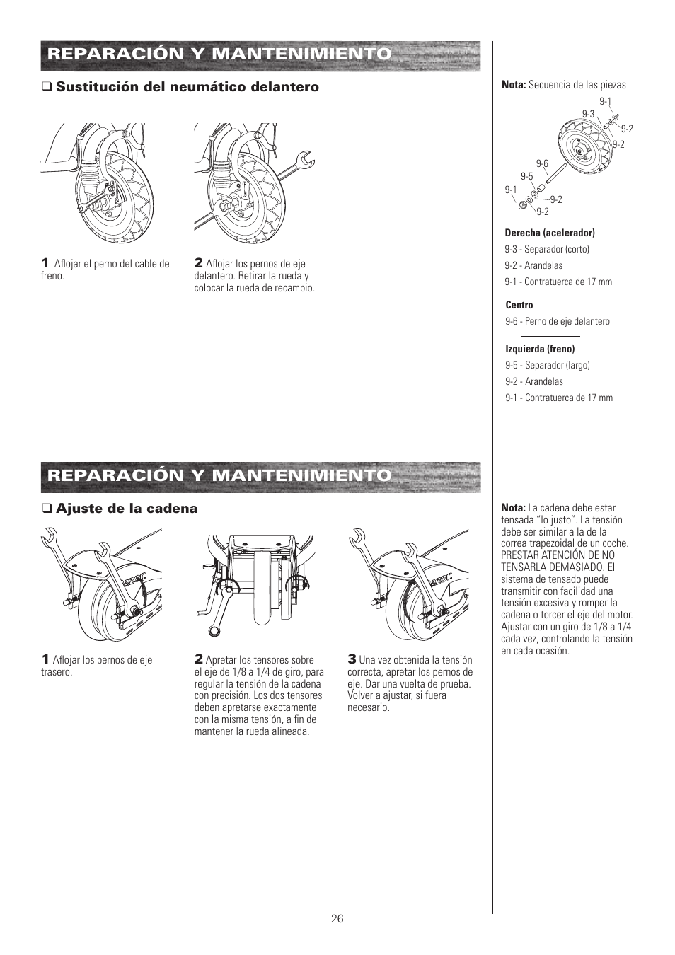Reparación y mantenimiento | Razor E100 User Manual | Page 27 / 29