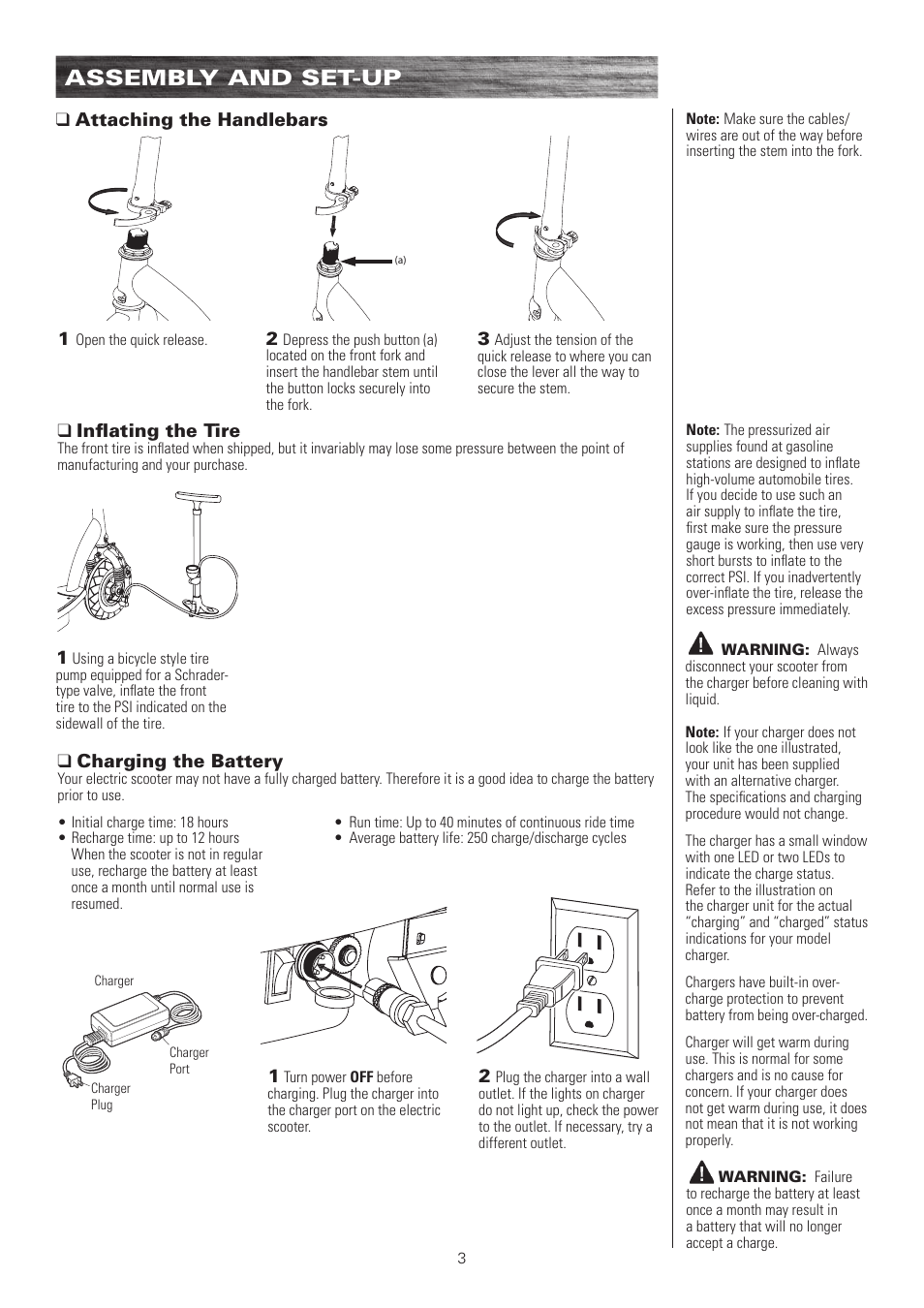 Assembly and set-up | Razor E100 User Manual | Page 4 / 29