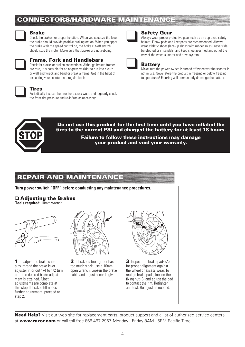 Razor E100 User Manual | Page 5 / 29