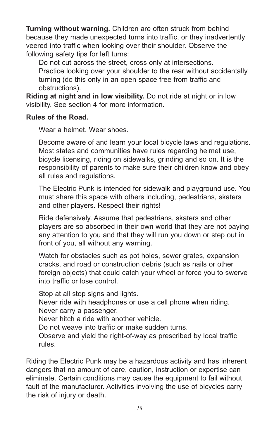 Razor Electric Punk User Manual | Page 18 / 20