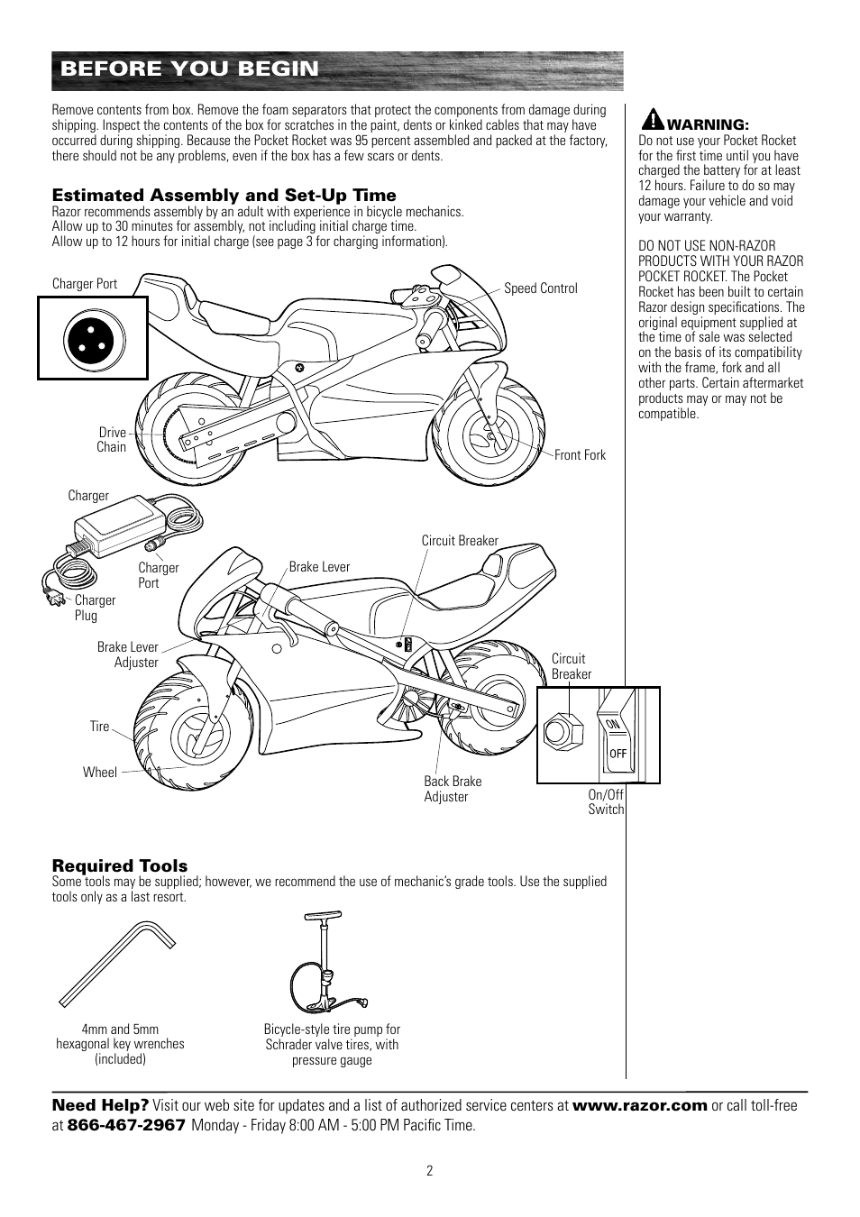 Before you begin | Razor POCKET ROCKET 155001 User Manual | Page 3 / 13