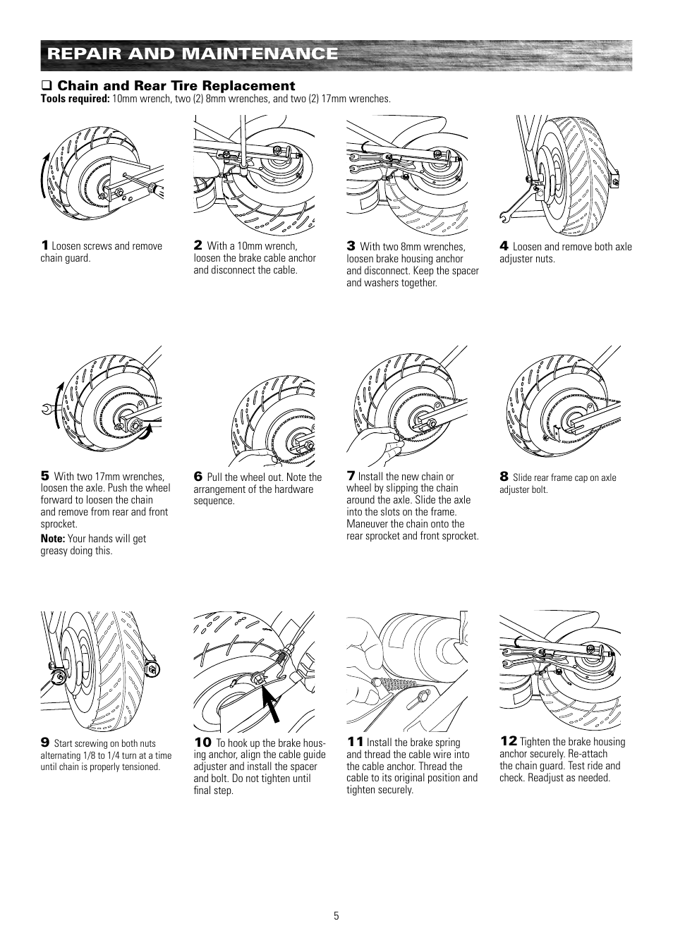 Repair and maintenance | Razor POCKET ROCKET 155001 User Manual | Page 6 / 13