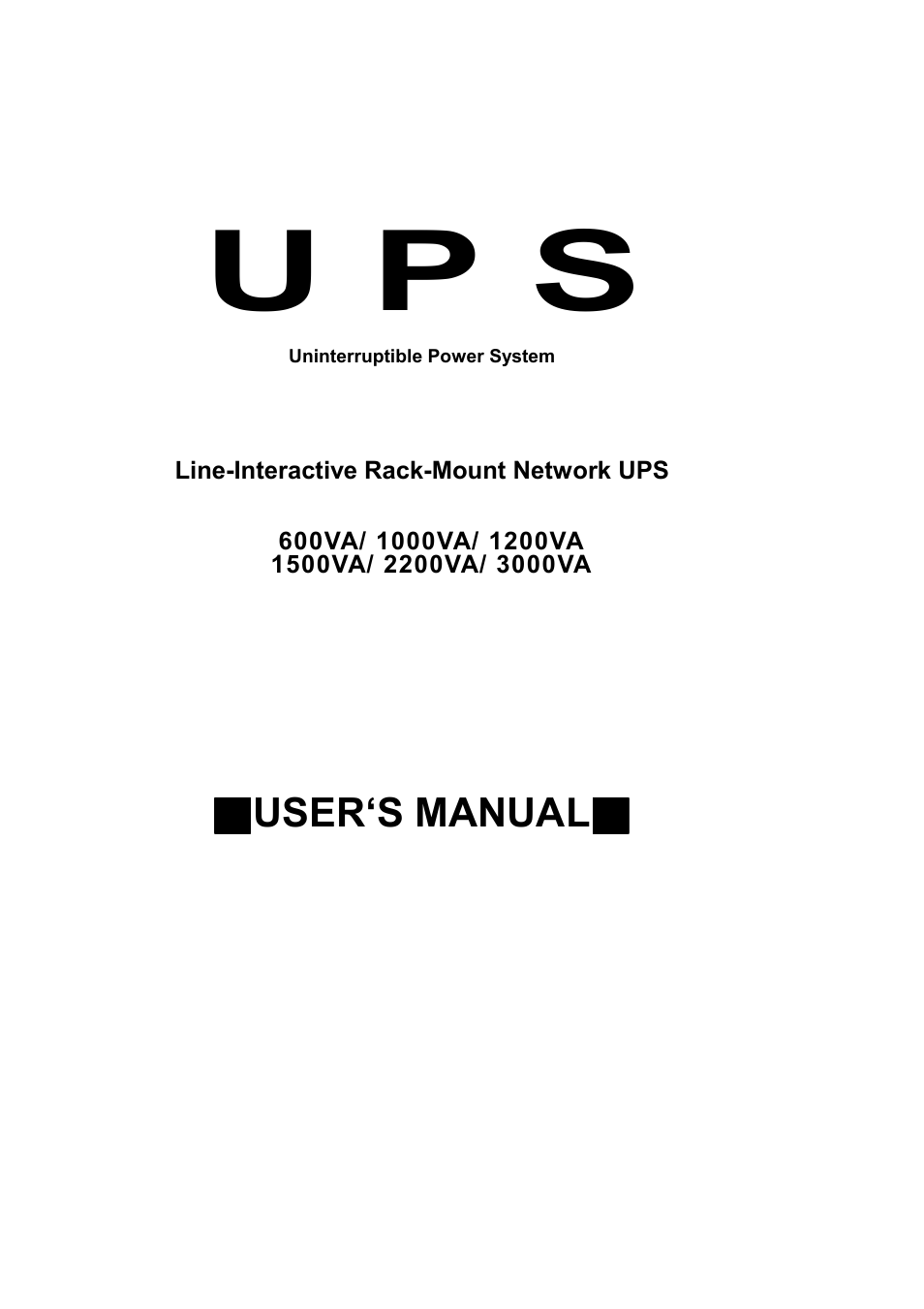Rackmount Solutions 3000VA User Manual | 15 pages