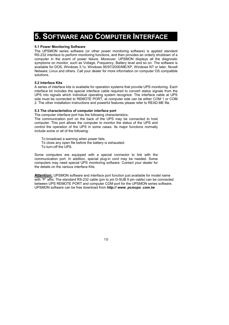 Oftware and, Omputer, Nterface | Rackmount Solutions 3000VA User Manual | Page 12 / 15
