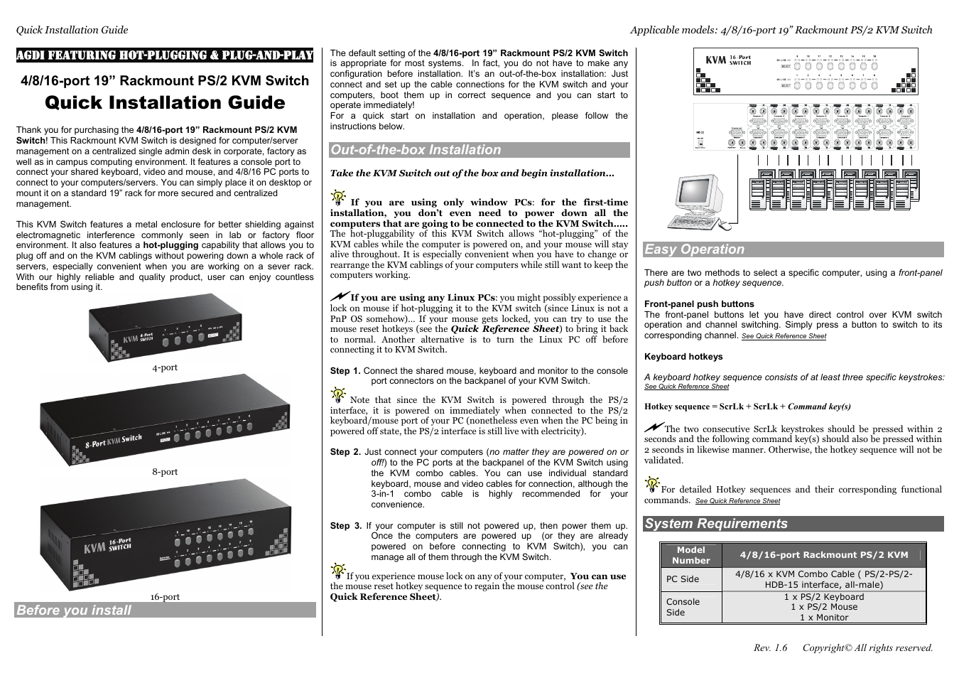 Rackmount Solutions PS/2 User Manual | 2 pages