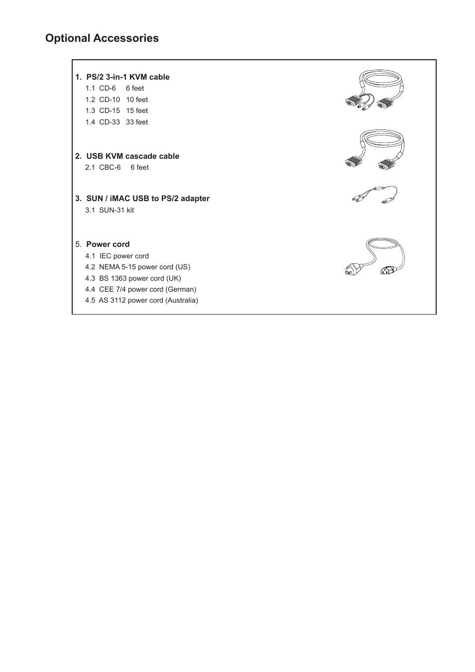 Optional accessories | Rackmount Solutions CV-802 User Manual | Page 11 / 16