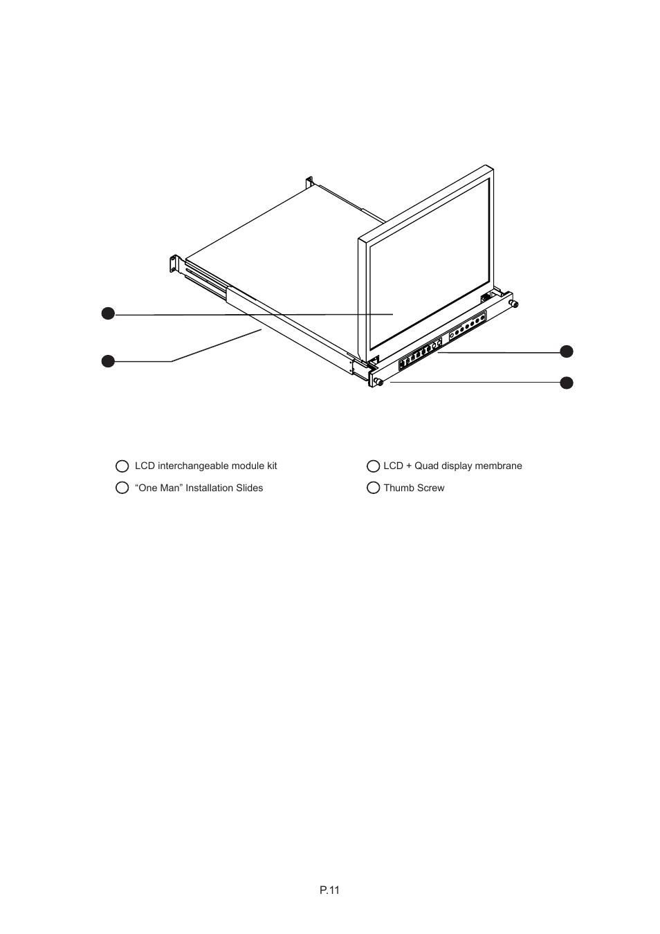 Chapter 3, 2 structure diagram, Rp-w119qd | Rackmount Solutions CYBER VIEW RP-817QD User Manual | Page 15 / 48