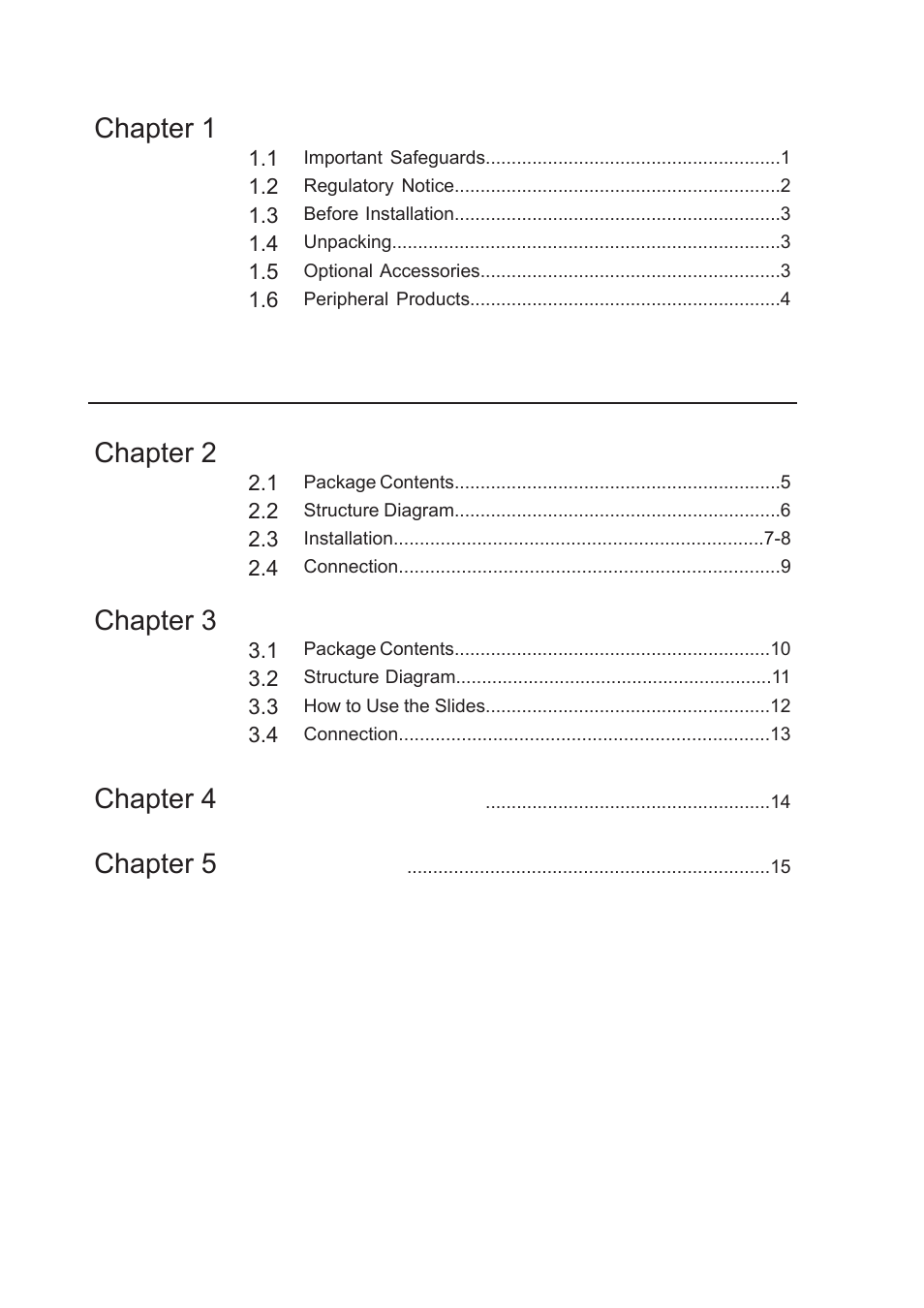 Contents chapter 1 getting started, Chapter 3 rp-w119qd, Chapter 4 lcd specifi cation | Chapter 5 dimensions | Rackmount Solutions CYBER VIEW RP-817QD User Manual | Page 2 / 48