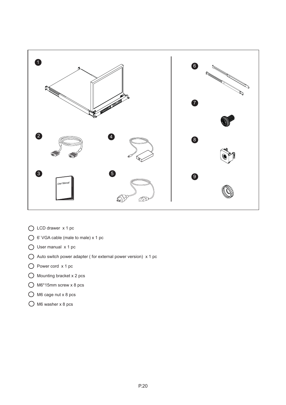 Chapter 7, 1 package contents | Rackmount Solutions CYBER VIEW RP-817QD User Manual | Page 24 / 48