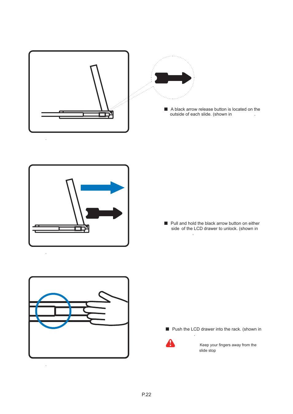 Chapter 7, 3 how to use the slides | Rackmount Solutions CYBER VIEW RP-817QD User Manual | Page 26 / 48