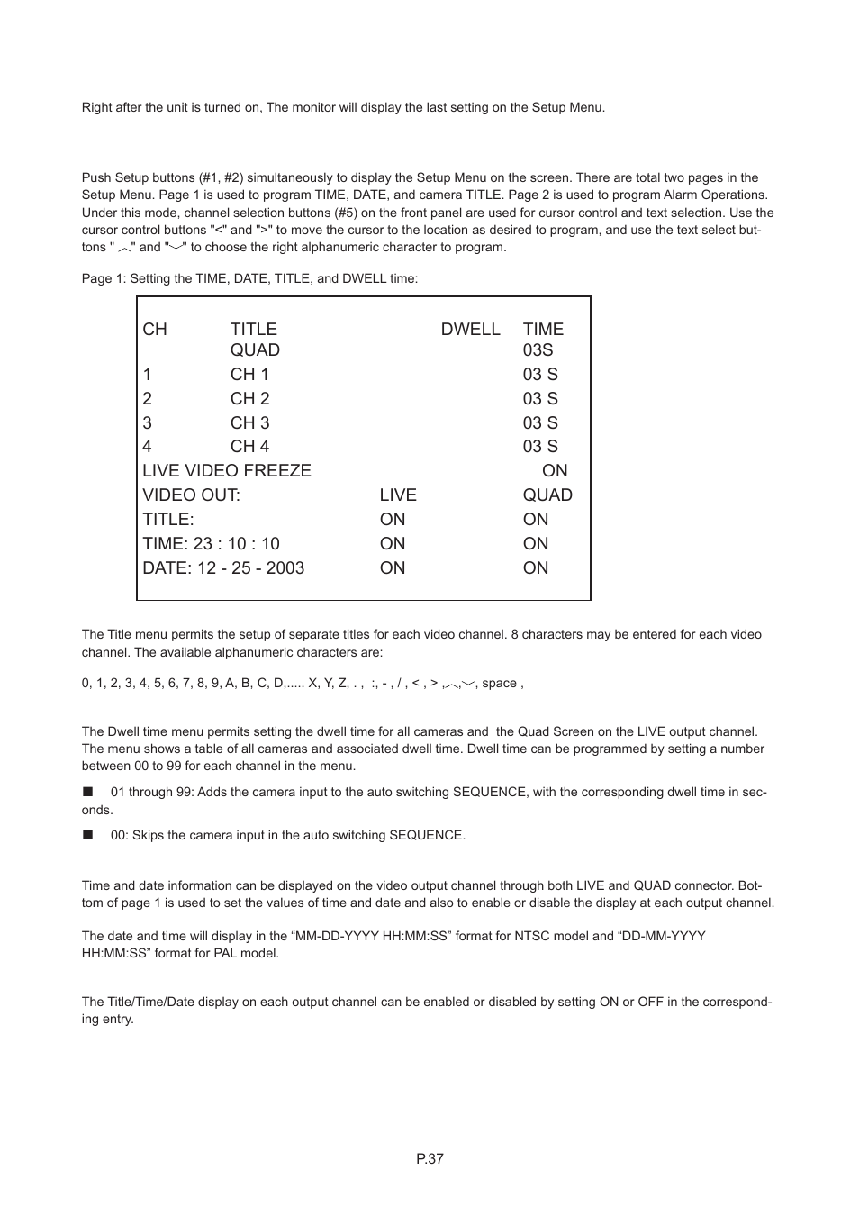 Chapter 11, 5 quad display on-screen menu | Rackmount Solutions CYBER VIEW RP-817QD User Manual | Page 41 / 48