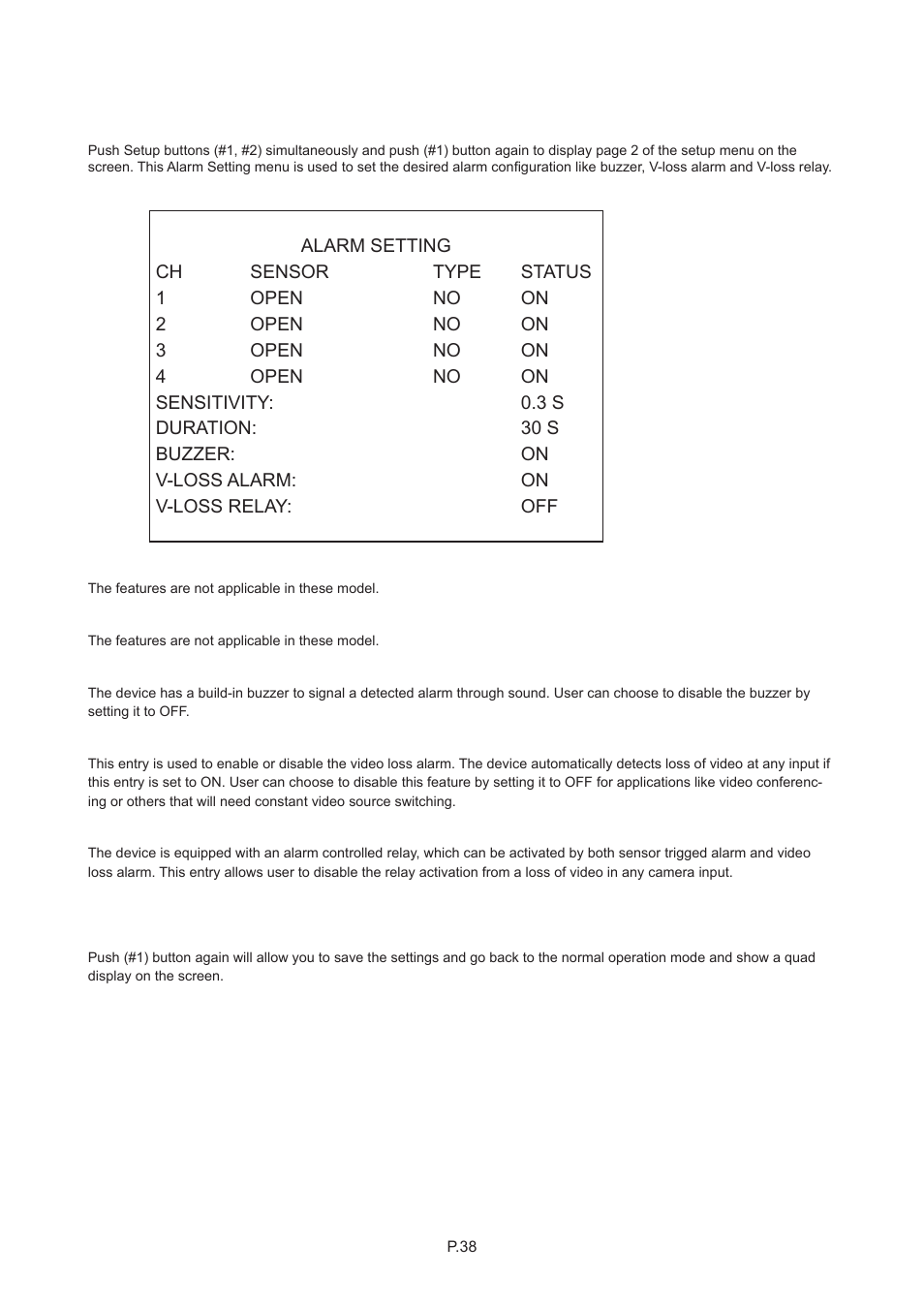 Chapter 11, 5 quad display on-screen menu | Rackmount Solutions CYBER VIEW RP-817QD User Manual | Page 42 / 48